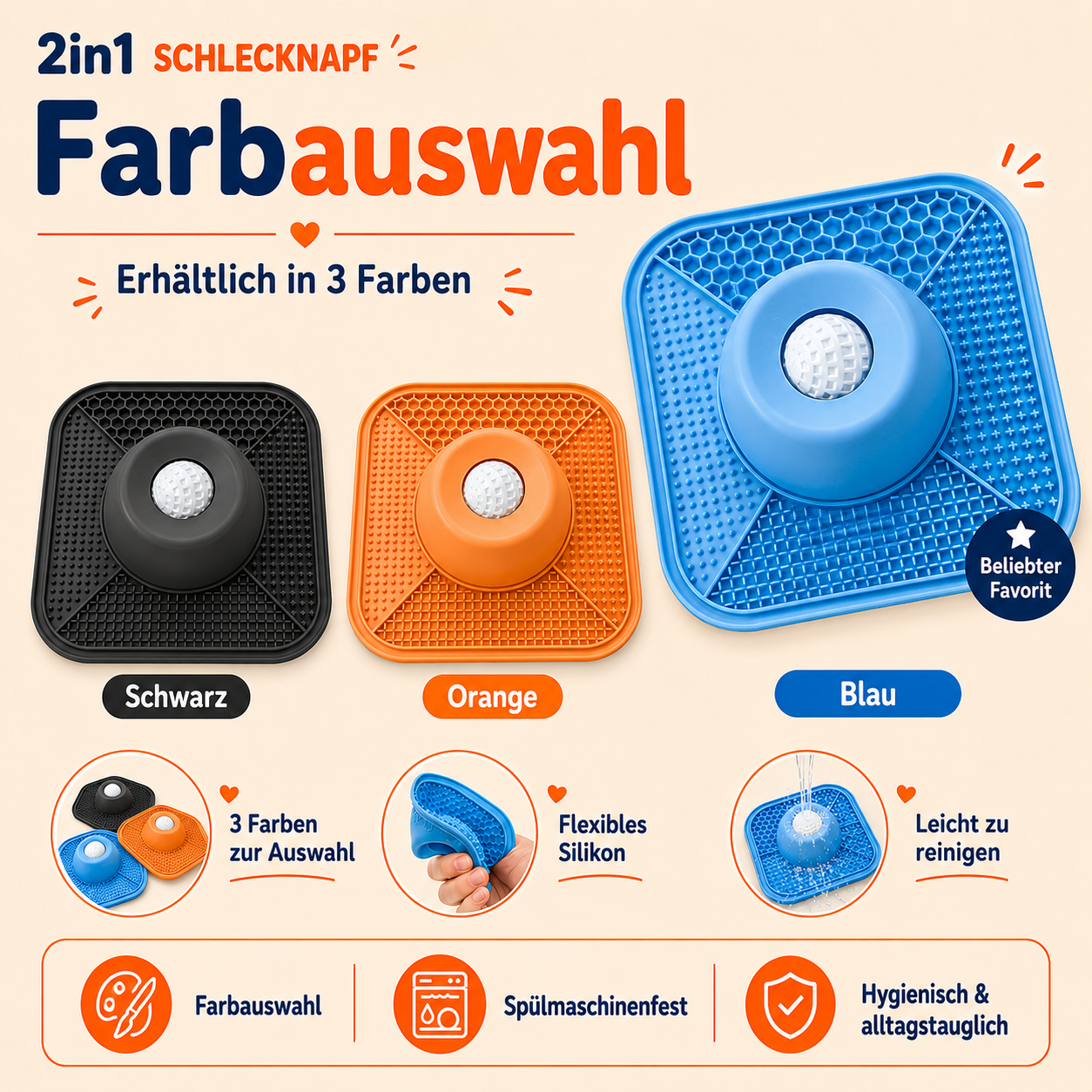 2in1 Schlecknapf für Vierbeiner - Beschäftigung, Entspannung & langsames Fressen in einem