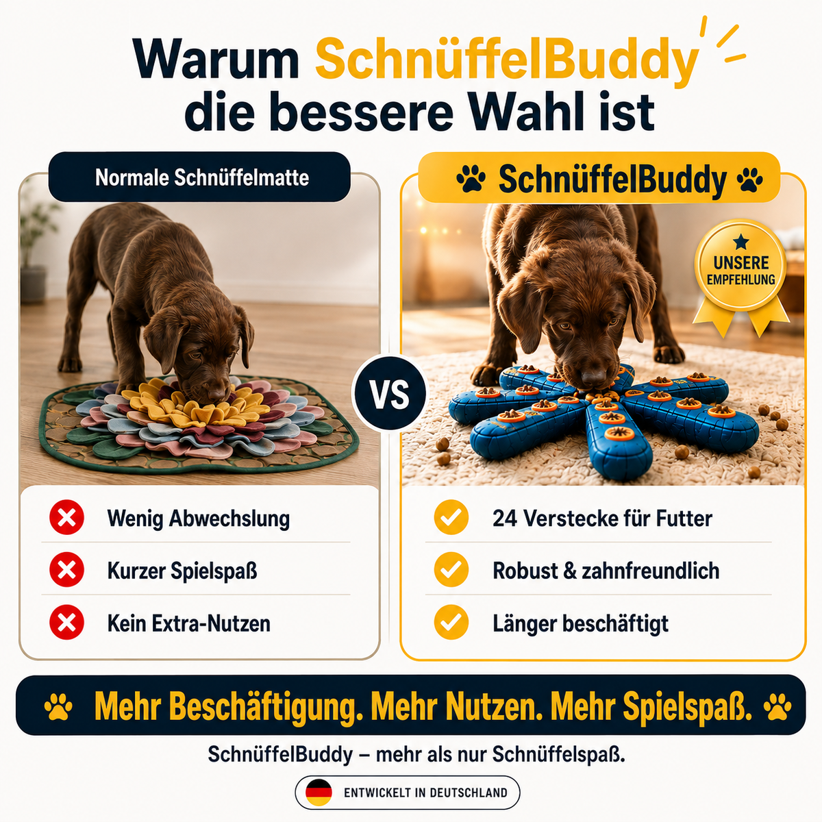 SchnüffelBuddy - das Leckerli-Spielzeug gegen Langeweile und Unruhe