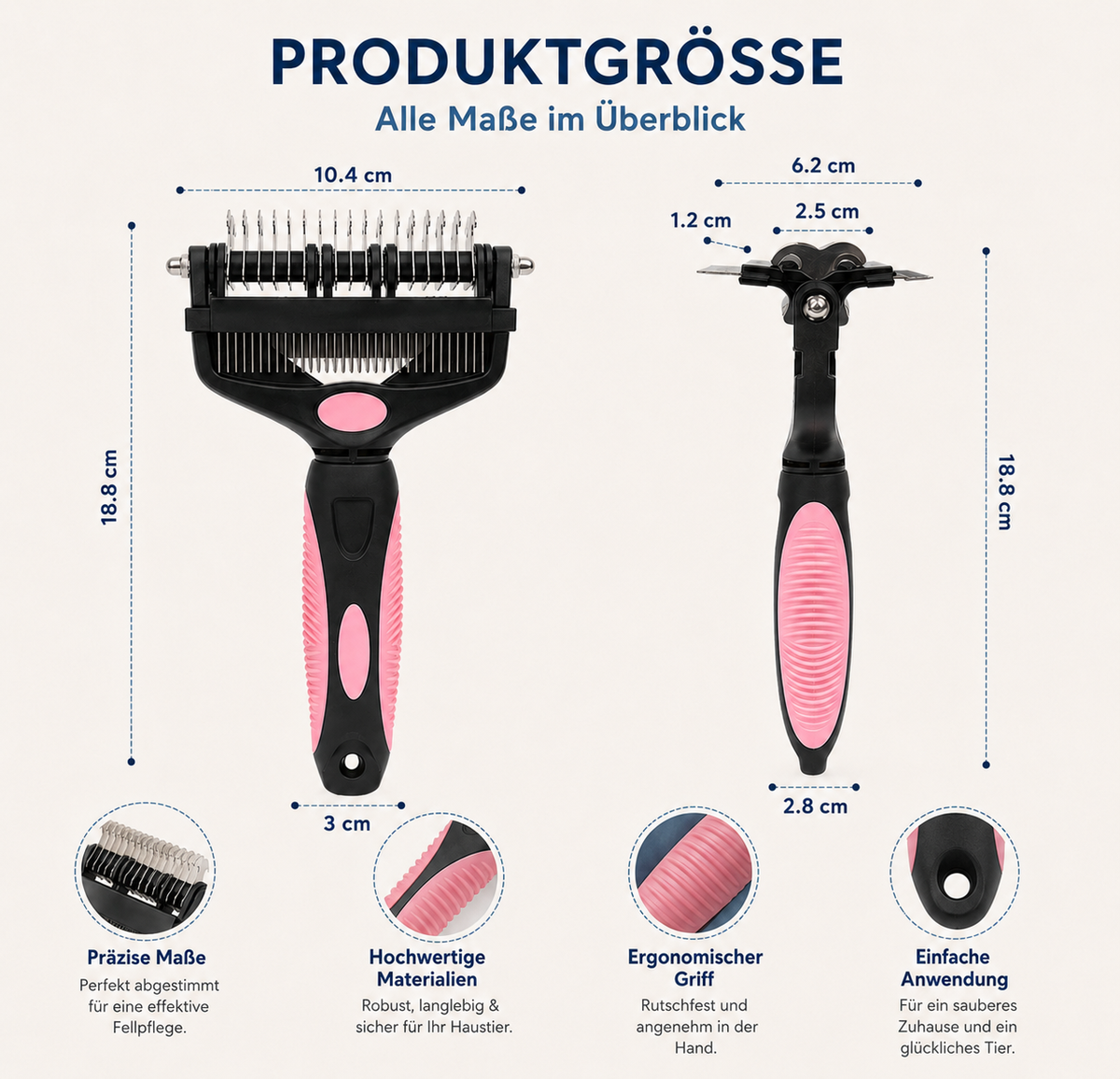 3-in-1 Fellpflegebürste für Hunde & Katzen