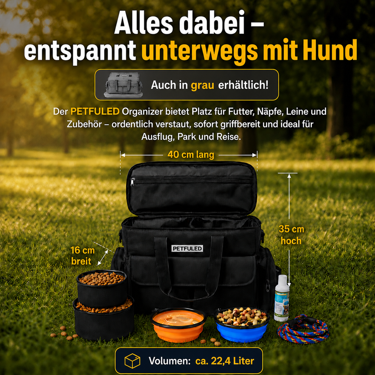Hunde Reise-Tasche - Der Alleskönner für unterwegs