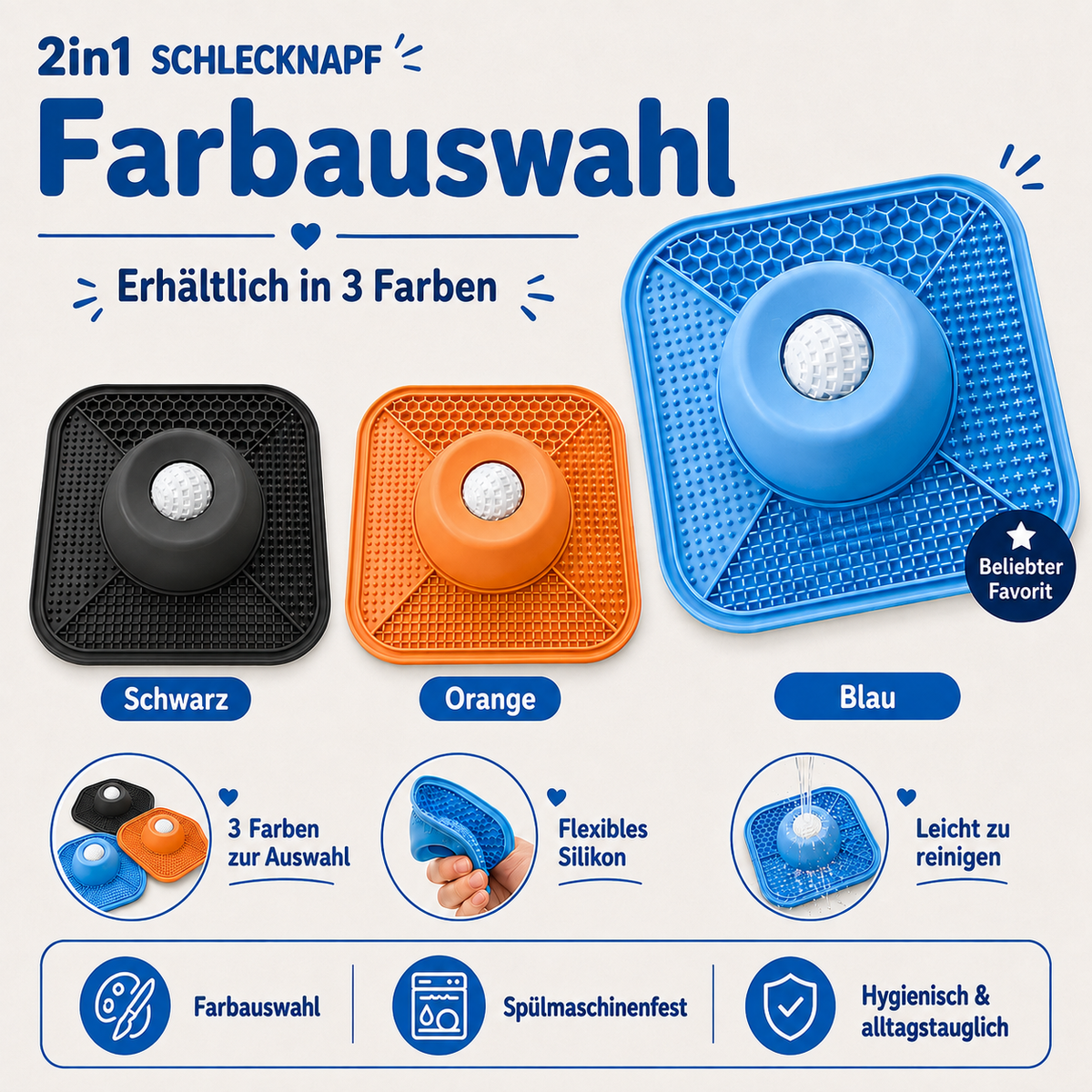2in1 Schlecknapf - Beschäftigung, Entspannung & langsames Fressen in einem