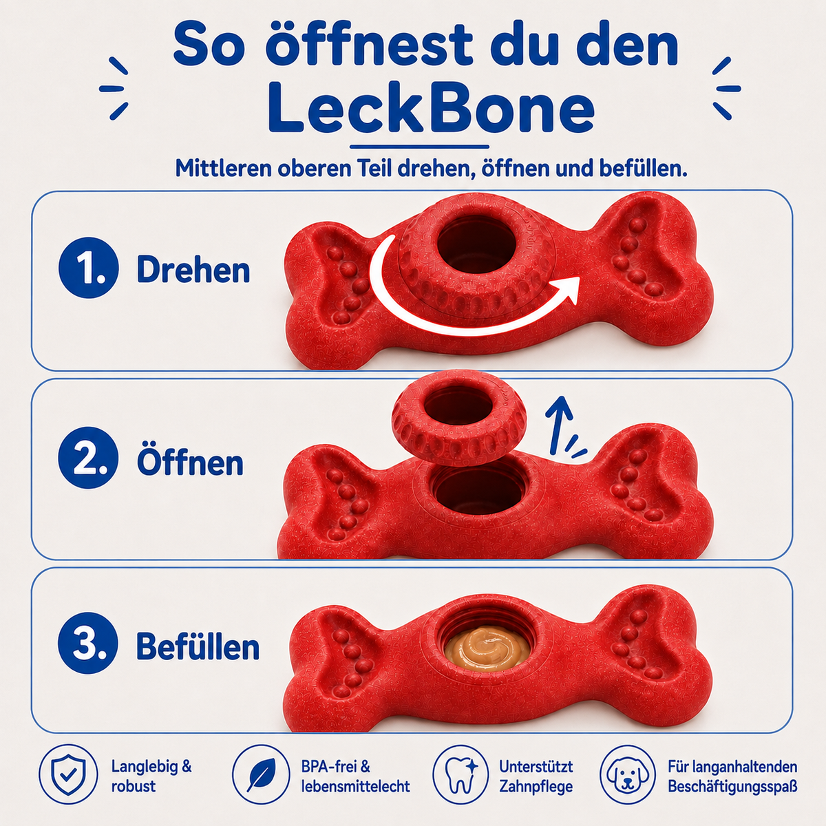 LeckBone – Schleck- & Kauspielzeug für Hunde