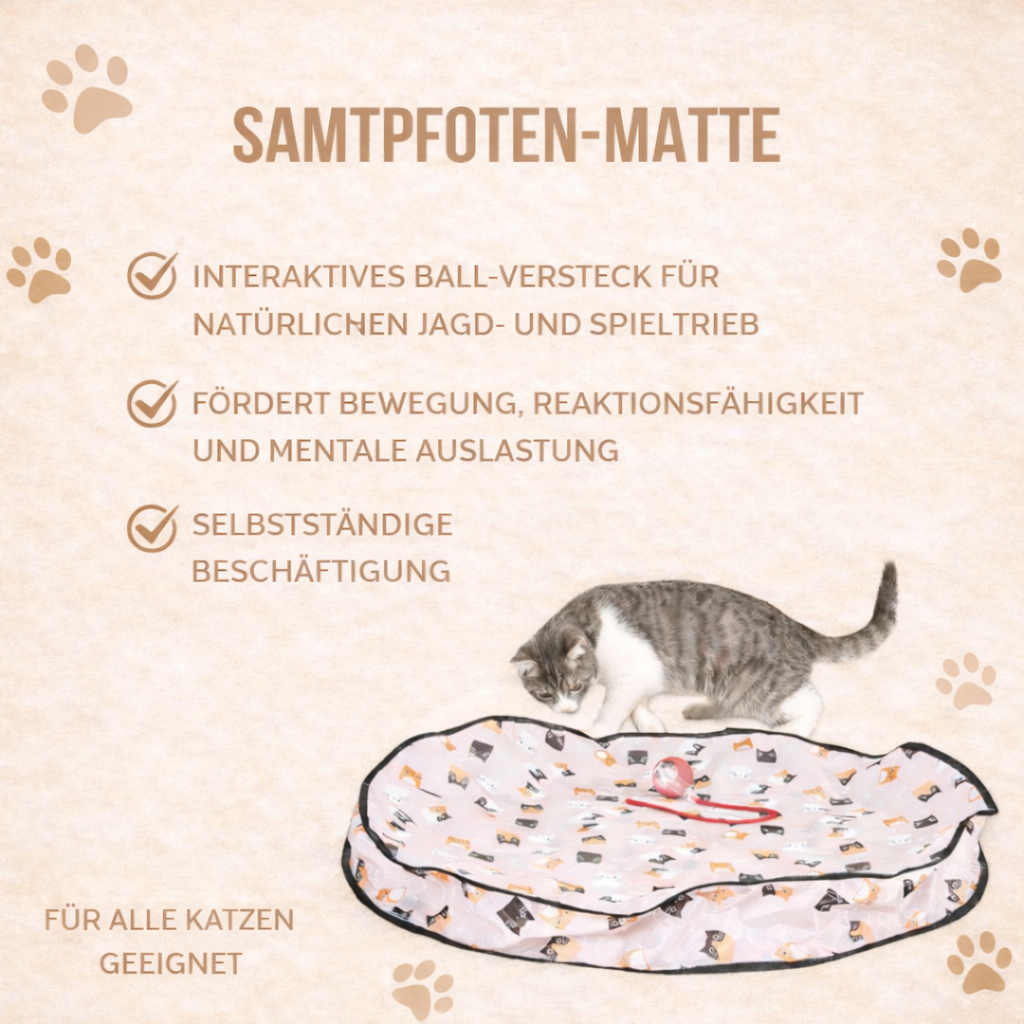 Samtpfoten-Matte – Interaktives Spielversteck für neugierige Katzen