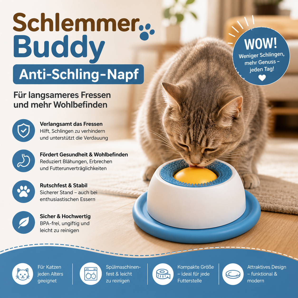 SchlemmerBuddy Anti-Schling-Napf – gesünder fressen, entspannter genießen