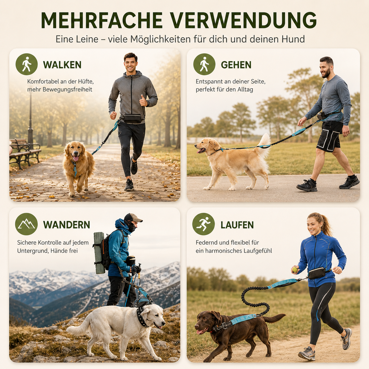 Leine & Tasche Duo – Freihändig joggen, alles Wichtige griffbereit