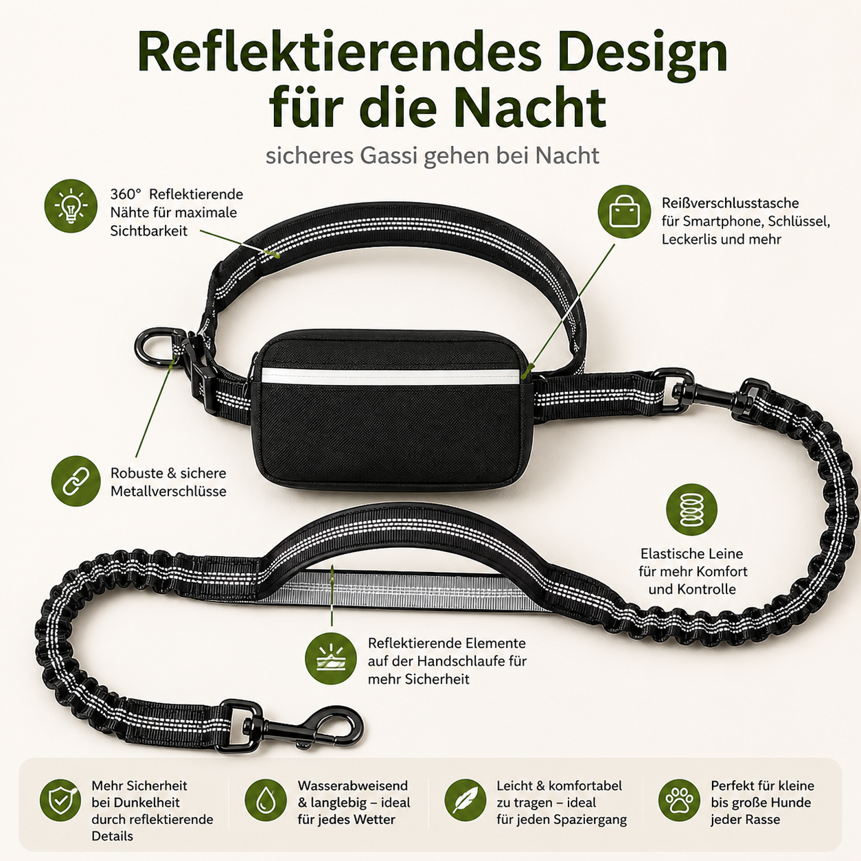 Leine & Tasche Duo – Freihändig joggen, alles Wichtige griffbereit