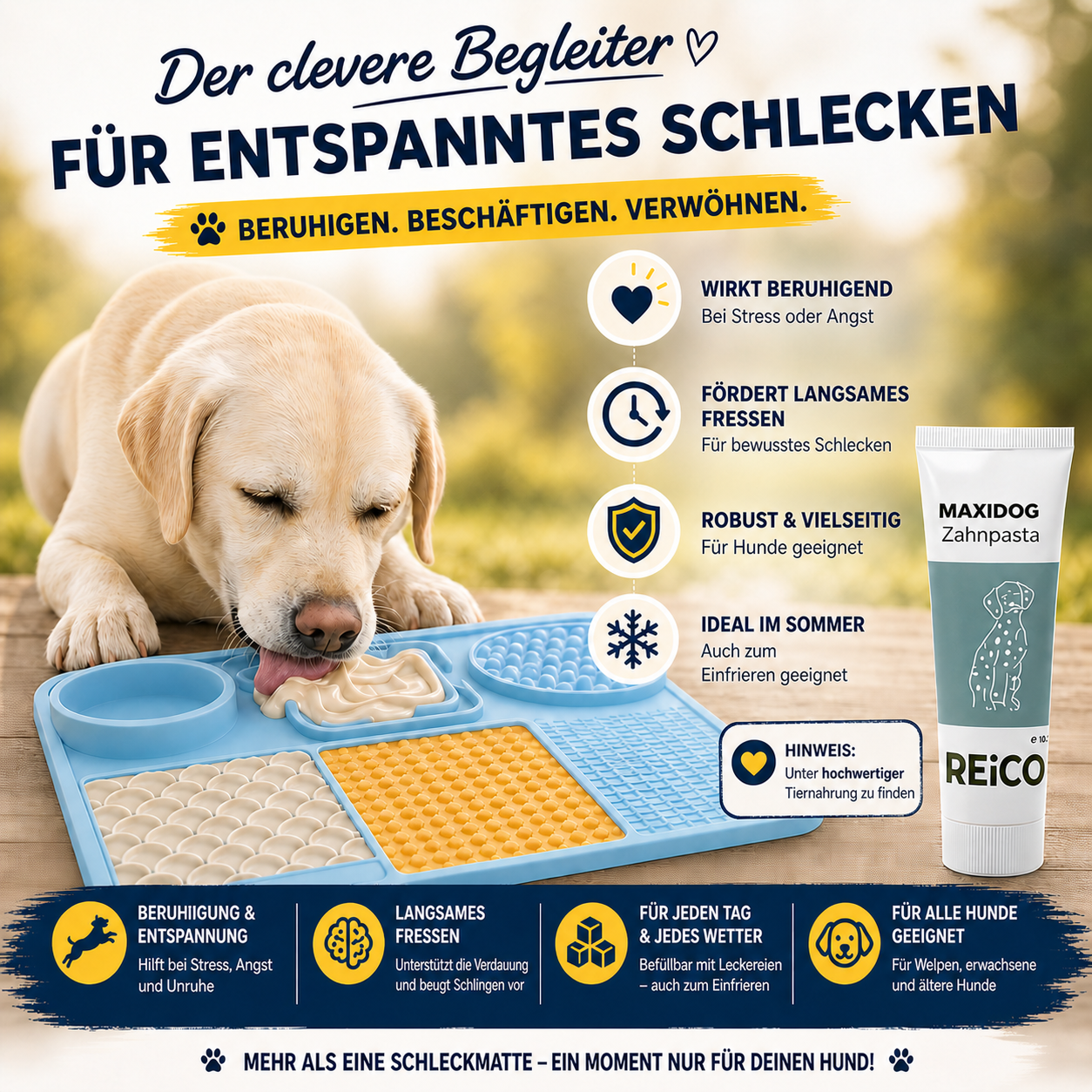 Clevere Schleckmatte  – Spielspaß, Auslastung und Training