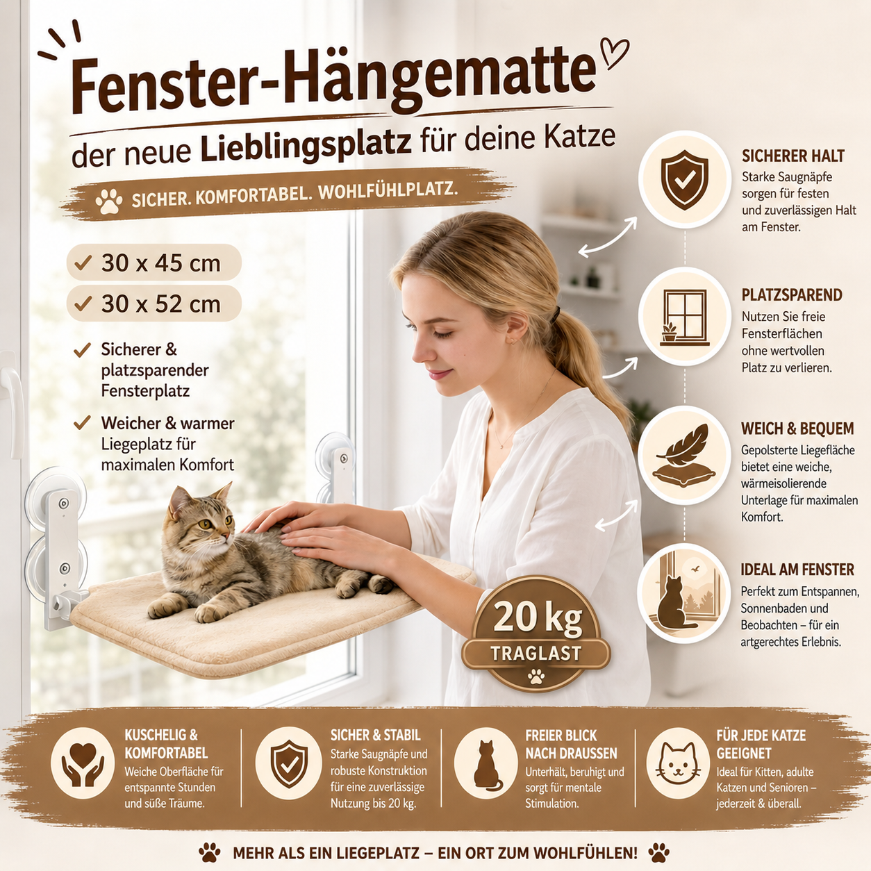 Fenster-Hängematte - der neue Lieblingsplatz für deine Katze