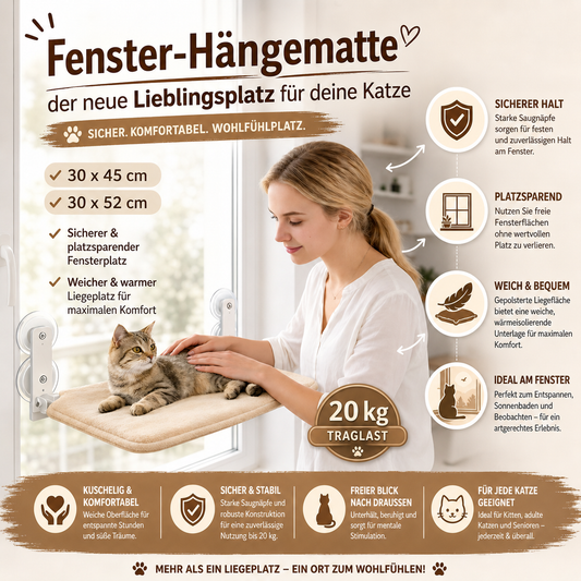 Fenster-Hängematte - der neue Lieblingsplatz für deine Katze