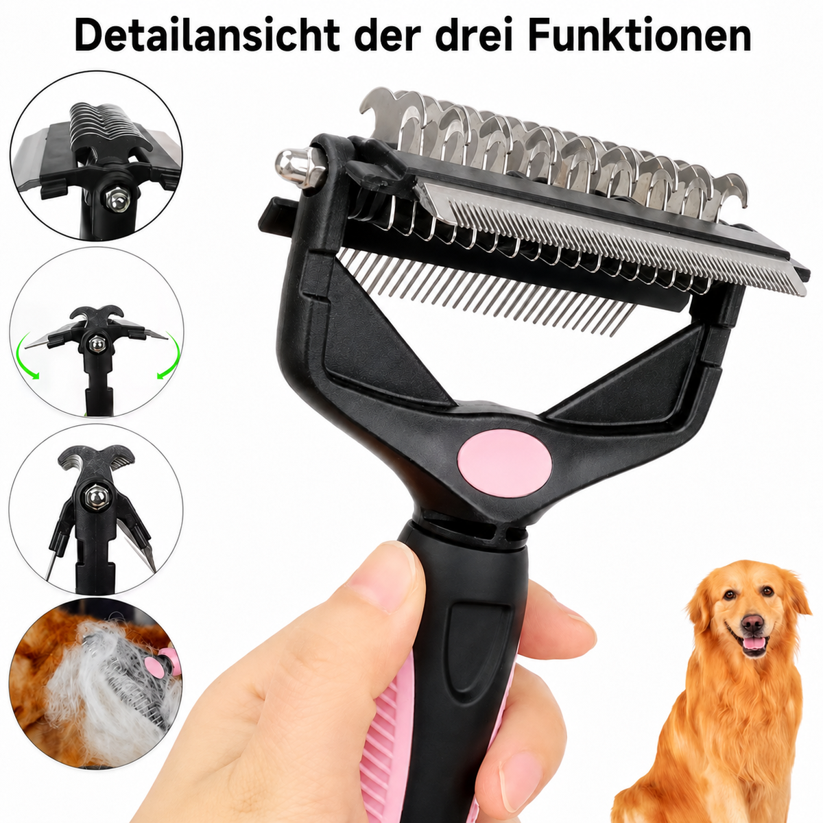 3-in-1 Fellpflegebürste für Hunde & Katzen