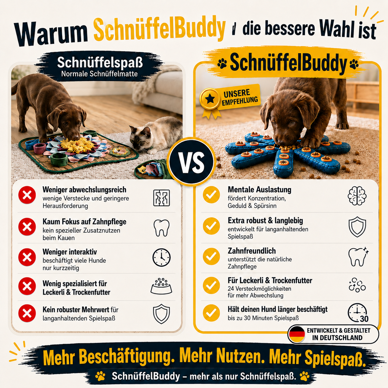 SchnüffelBuddy - das Leckerli-Spielzeug gegen Langeweile und Unruhe