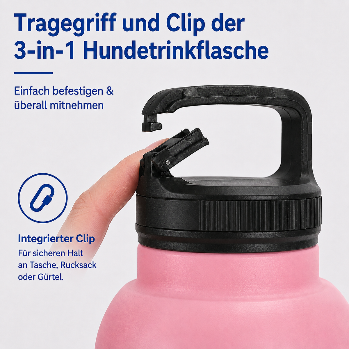 3-in-1 Trinkflasche für Hunde – Wasserflasche & 2 Näpfe für unterwegs
