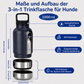 3-in-1 Trinkflasche für Hunde – Wasserflasche & 2 Näpfe für unterwegs