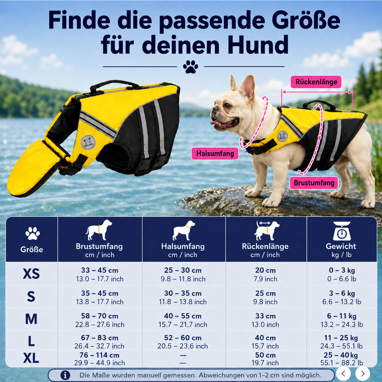 Hundeschwimmweste - für alle Rassen