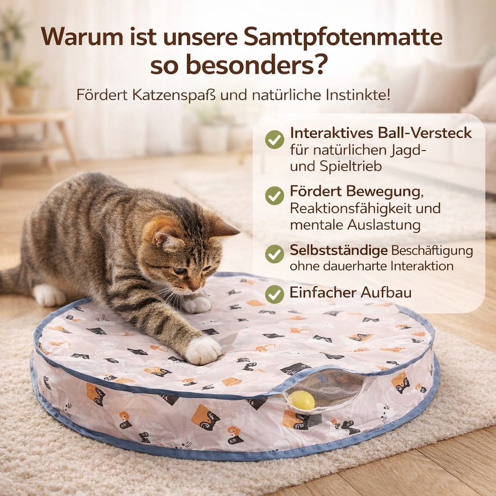 Samtpfoten-Matte – Interaktives Spielversteck für neugierige Katzen